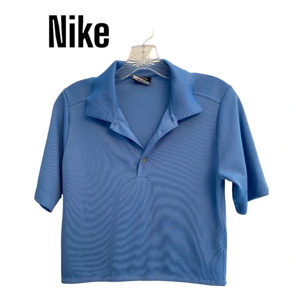 Nike Golf Polo Shirt Cropped Short Sleeve Blue M